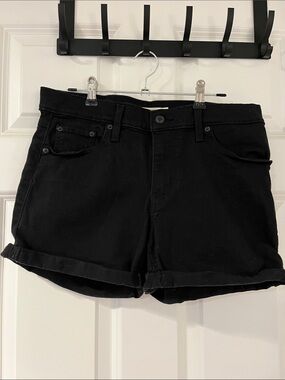 Levi's Black Rolled-Hem Denim Mid-Length Shorts